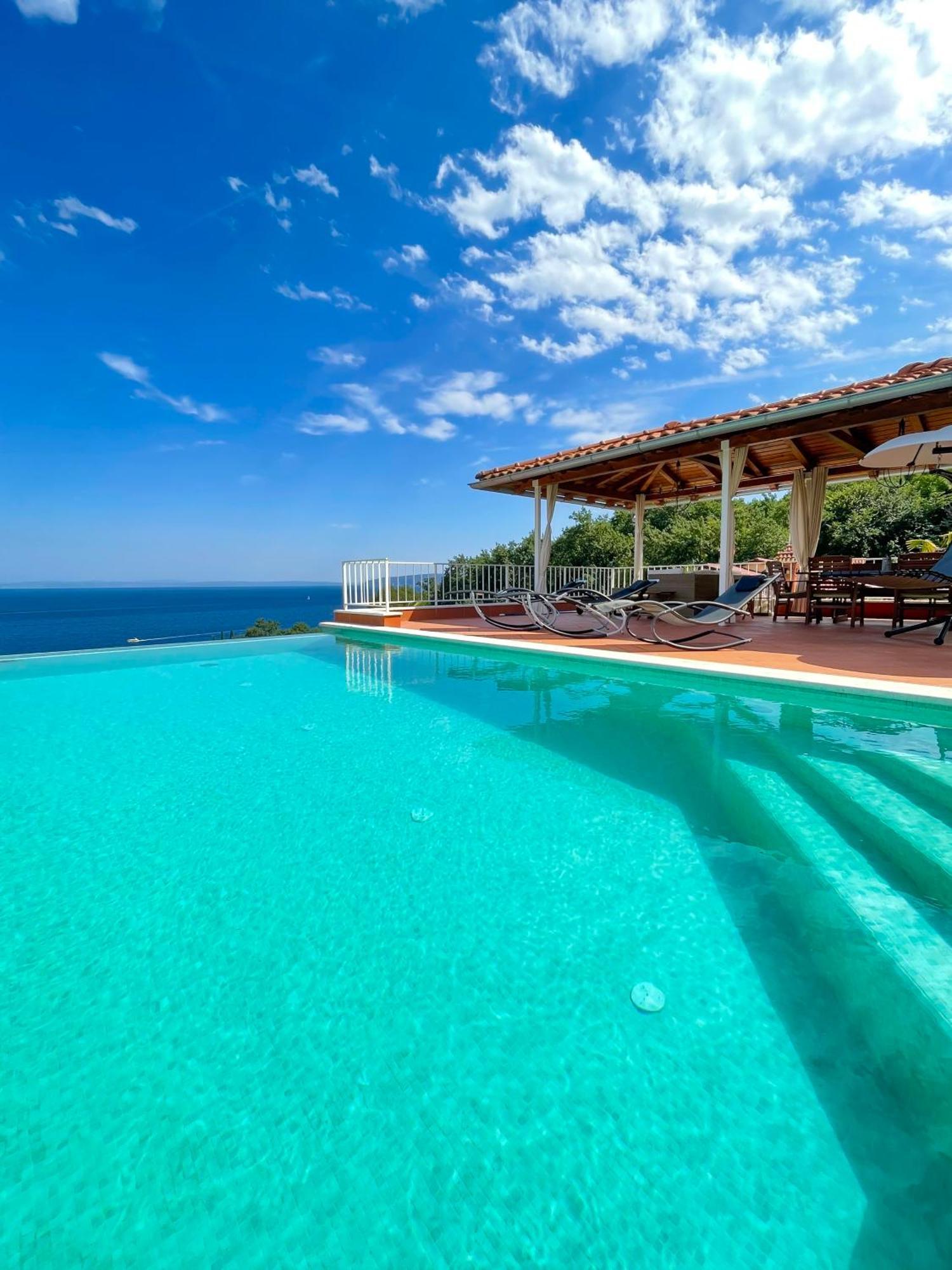 Villa Lovran - 150M To The Beach - Infinity Pool - Incredible Sea View - Fitness Room Eksteriør billede